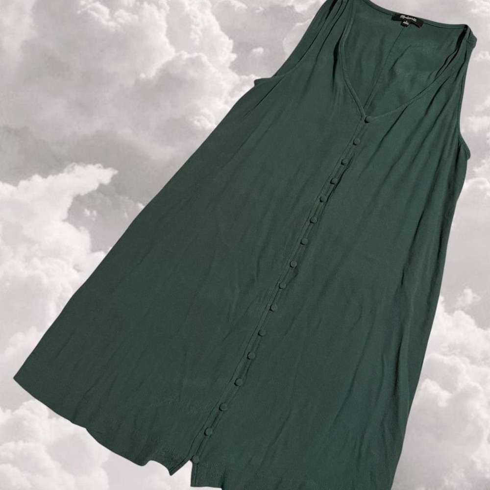 Madewell Green sheer viscose button up tunic mini dress size small